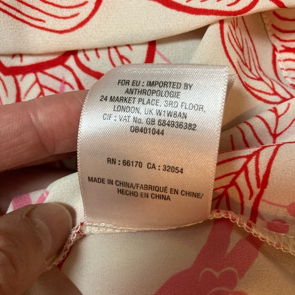 Anthropologie| Maeve Elata Bird Leaf Print Tank Pink Size 2 - Picture 8 of 8
